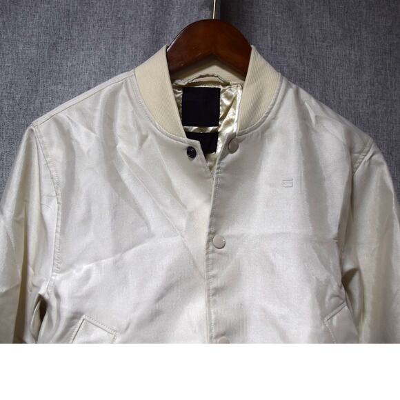G-Star Raw Women’s Deline BF Bomber Jacket Small White Satin - Picture 2 of 3